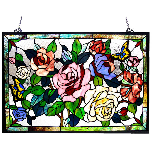Astoria Grand Roses / Butterflies Design Window Panel & Reviews Wayfair